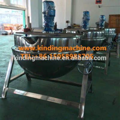 Stainless steel Industrial Tilting type Steam heating double Jacket kettle cooker with agitator/mixer for jam